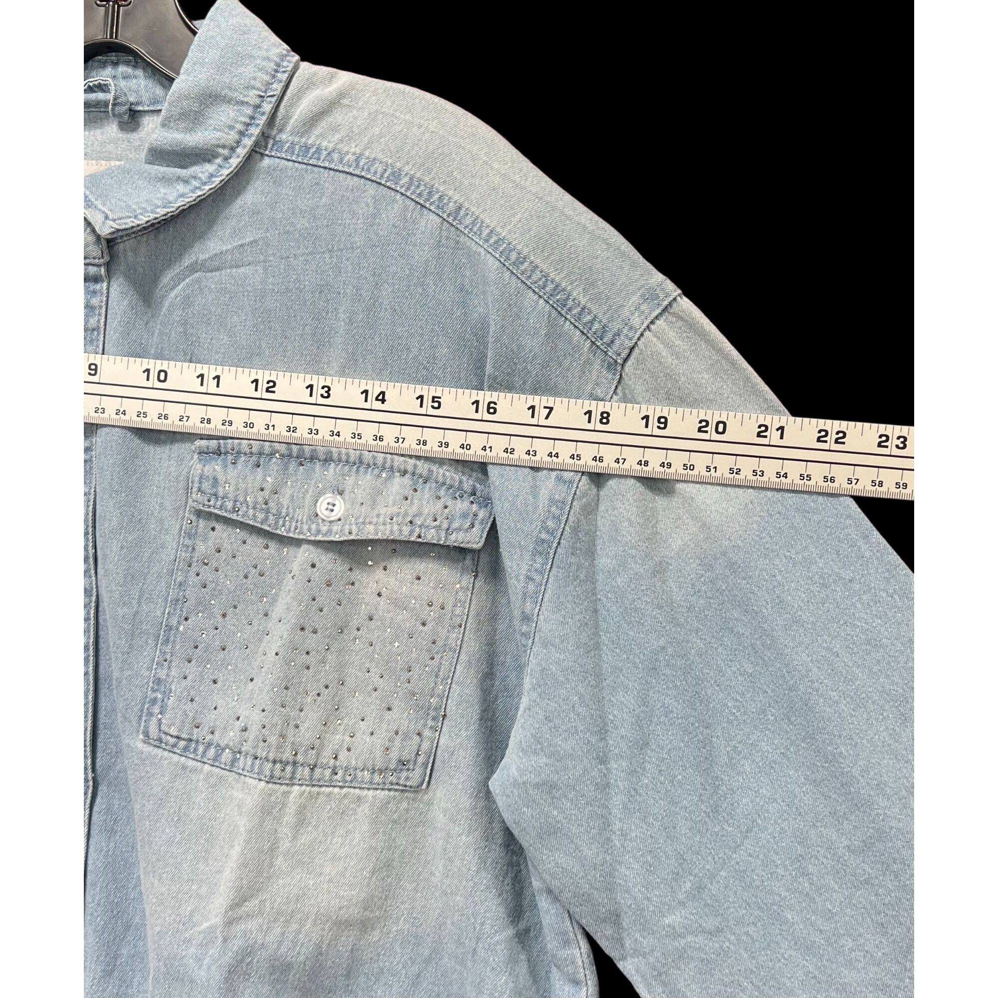 rue21 Rue 21 - Women's Chambray Long Sleeve Button Down Shirt With Size XL / US 12-14 / IT 48-50 - 3 Thumbnail