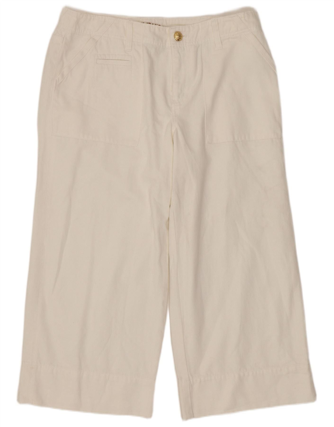 Ralph Lauren Womens Wide Leg Capri Trousers US 10 Large W32 L23 White Size 28" / US 6 / IT 42 - 1 Thumbnail