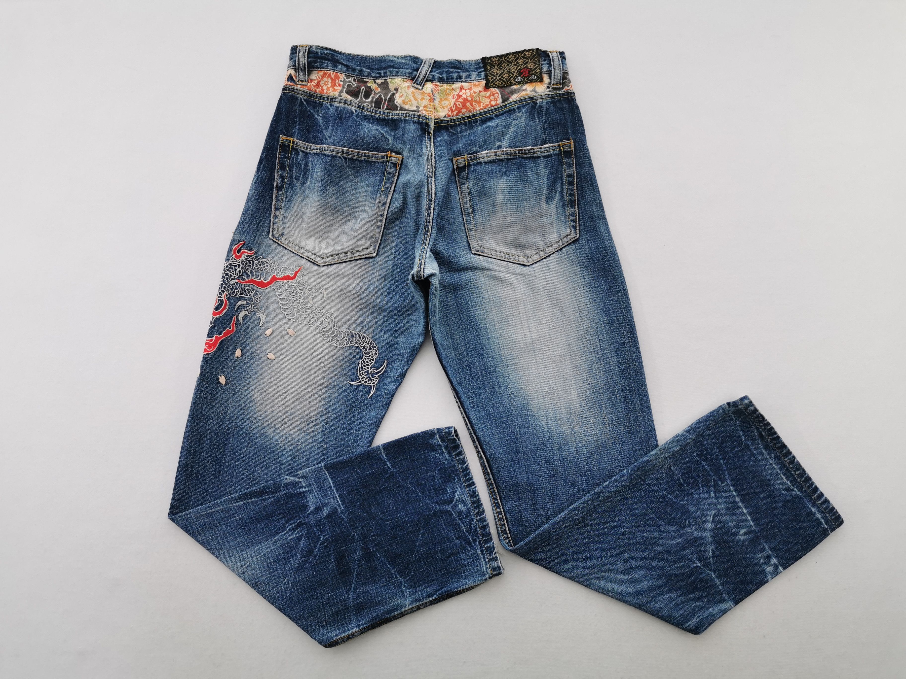 Eternal Vintage Eternal Dragon Design Embroidery Denim Jeans Size 32 Size US 33 - 5 Thumbnail