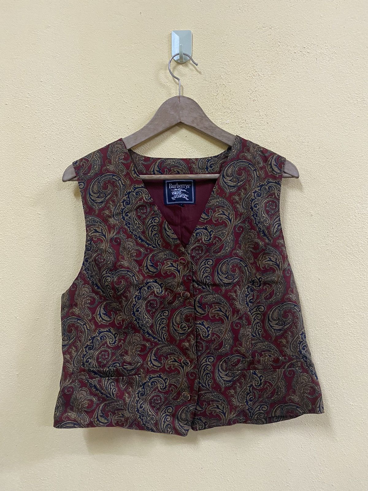 Burberry × Designer × Vintage VINTAGE 90’s BURBERRY PAISLEY CROPPED VEST Size XL / US 12-14 / IT 48-50 - 1 Thumbnail