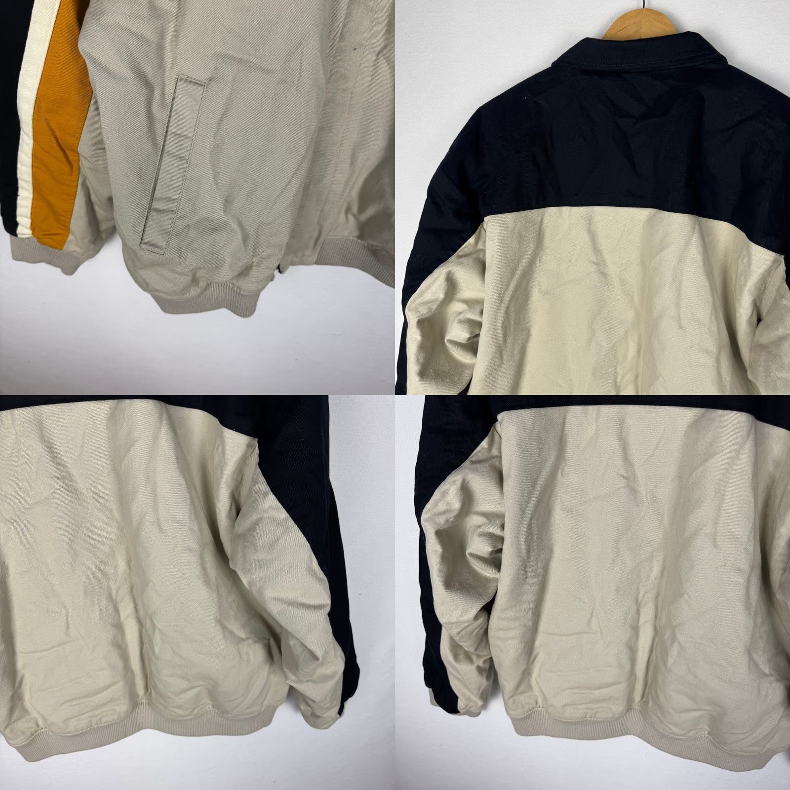 Vintage Mode of One Mens XL Racing Bomber Jacket Dark Ecru Black Tan NEW Size US XL / EU 56 / 4 - 9 Thumbnail