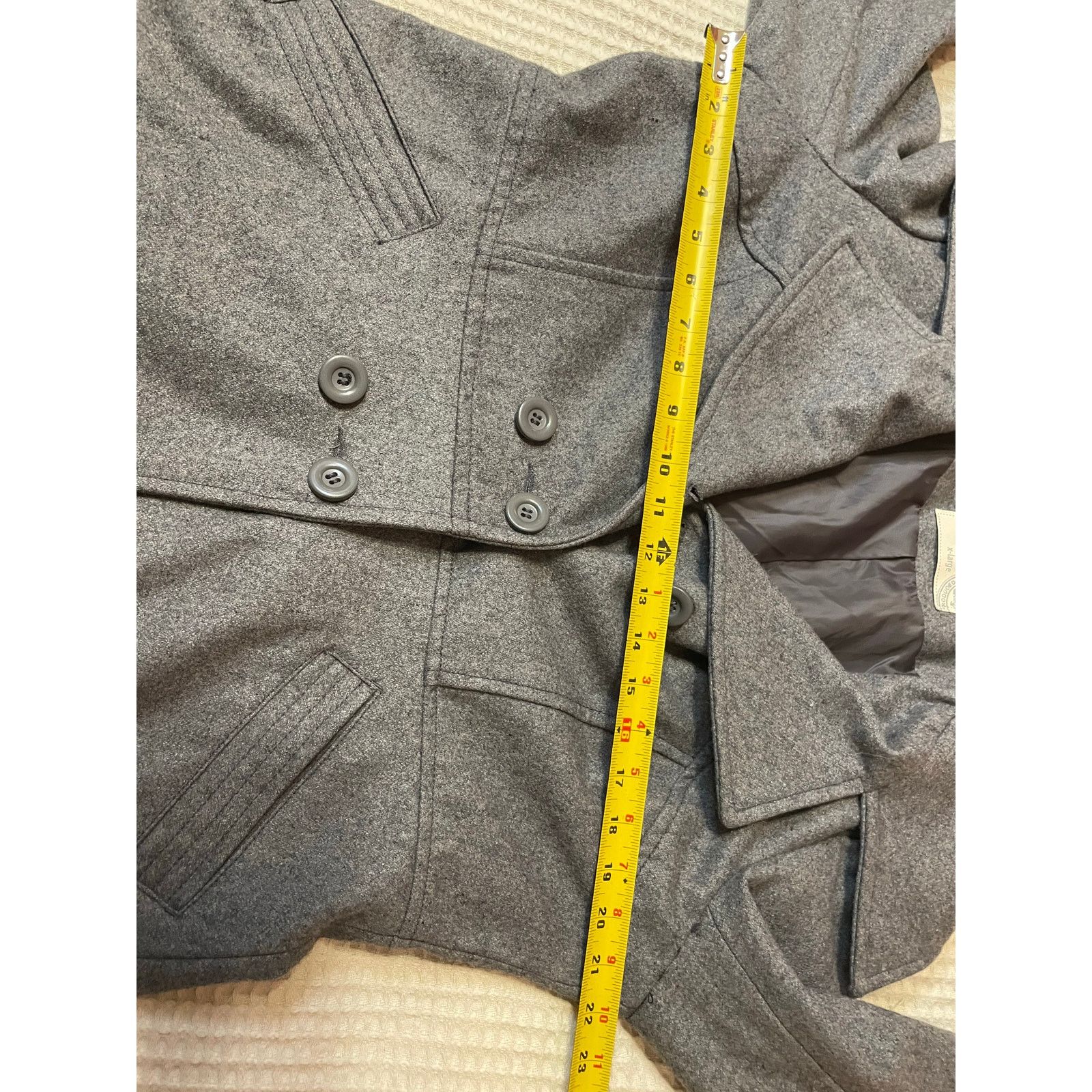Other ONLY Slender Wool Winter Jacket Peacoat Heather Gray Y2K XL Size XL / US 12-14 / IT 48-50 - 7 Thumbnail