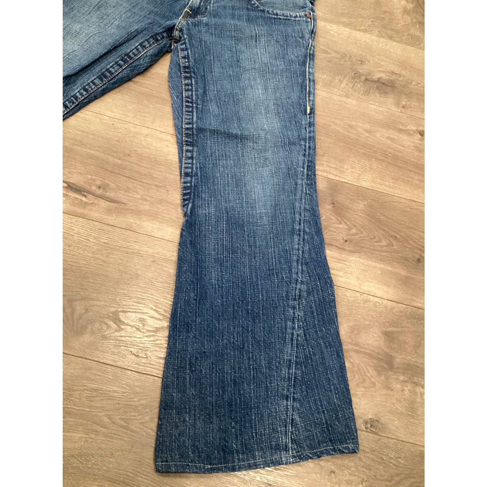 True Religion True Religion World Tour Men's Flared Jeans Size 33 Blue Cotton Distressed Size US 33 - 3 Thumbnail
