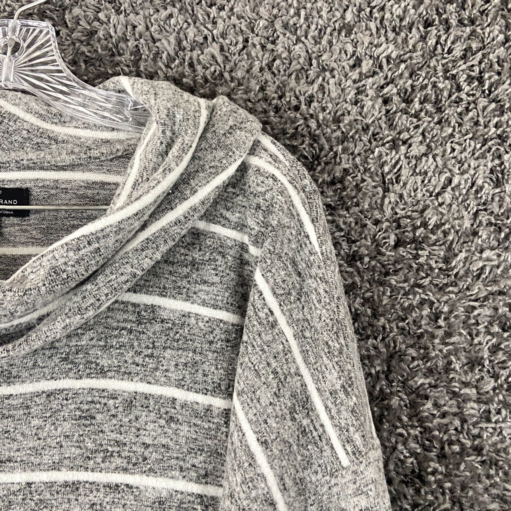 Lucky Brand LUCKY BRAND Blouse Women Gray White Striped Long Sleeve XL Regular Size Adult Women Size XL / US 12-14 / IT 48-50 - 4 Thumbnail