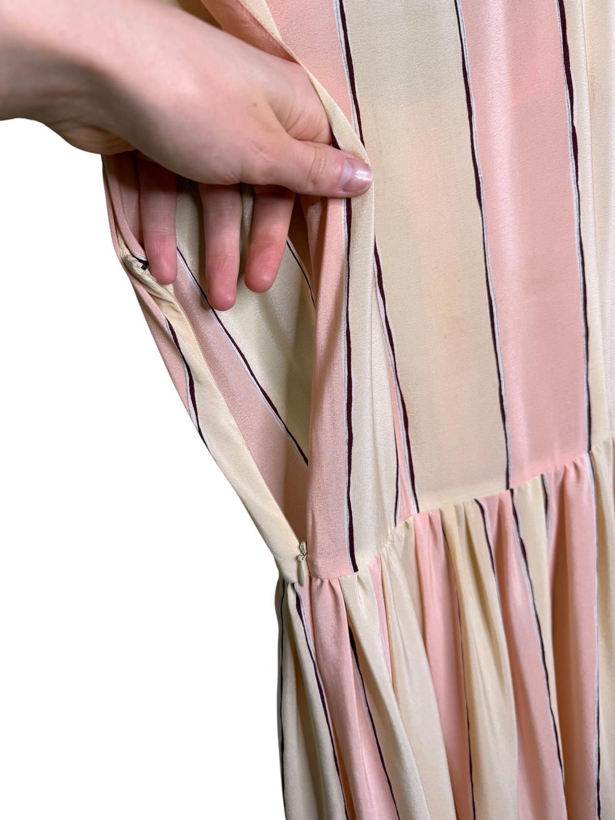 Prada Prada SS2010 Silk Stripe Dress Pink Cream Pleated IT40 Size S / US 4 / IT 40 - 4 Thumbnail