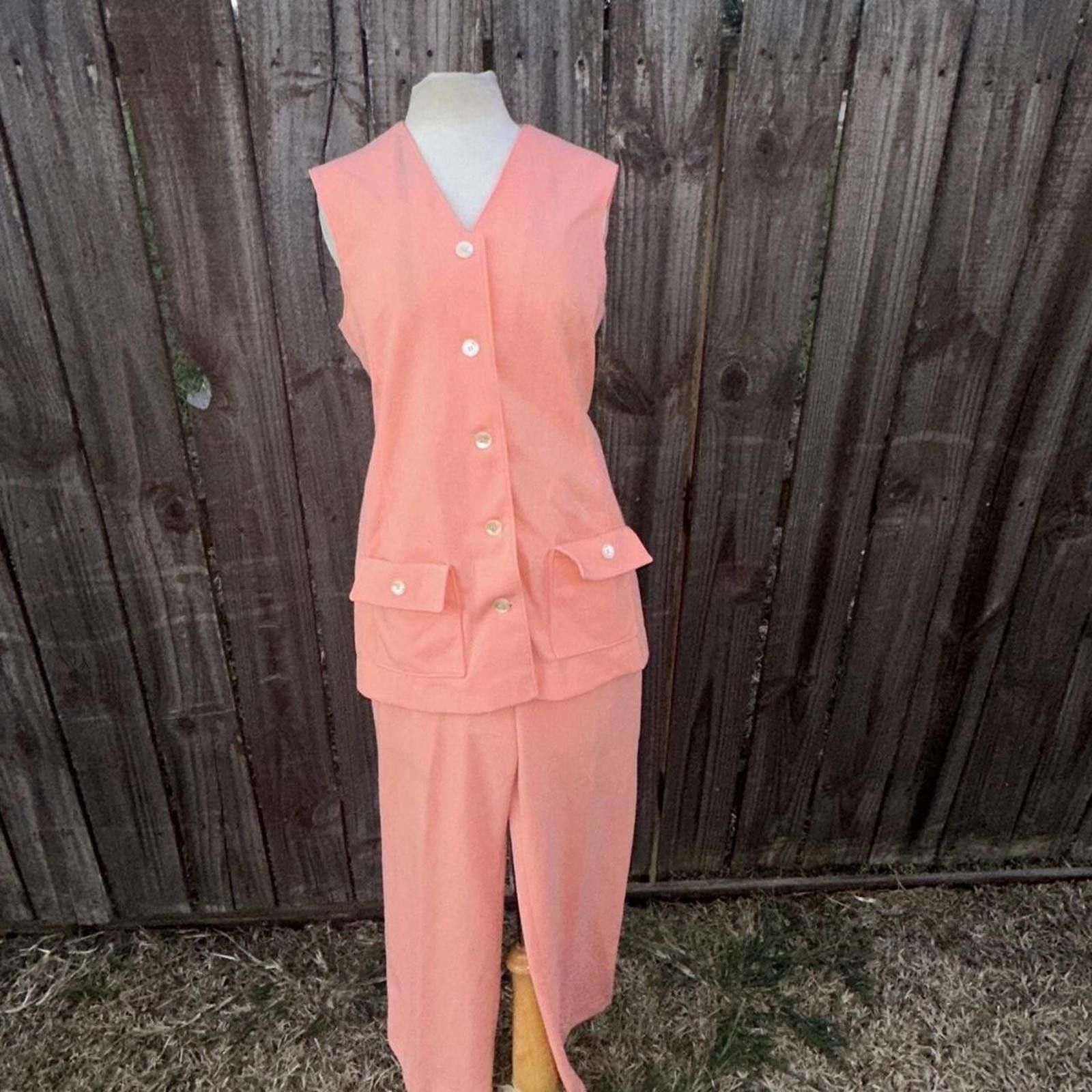 Other Peachy pink 70s vintage 2-piece set - vest and pants #70s Size M / US 6-8 / IT 42-44 - 1 Thumbnail