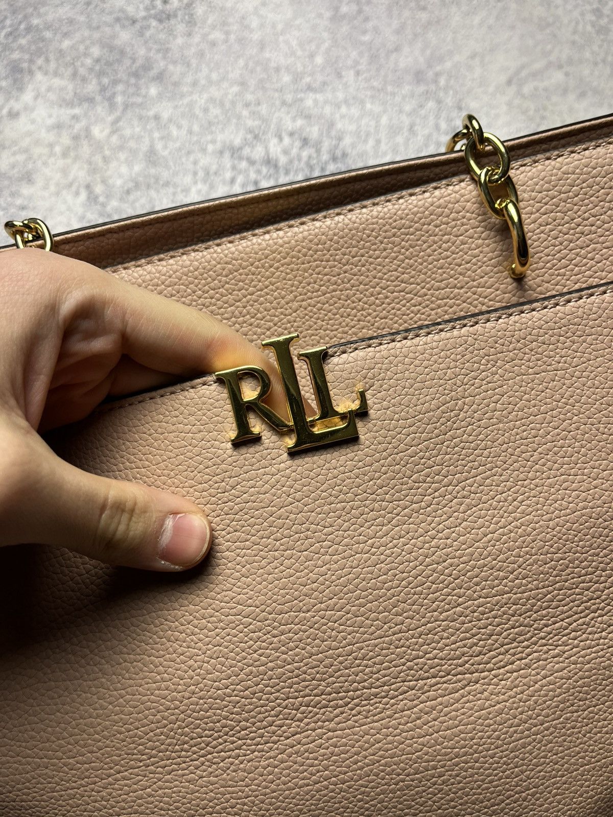Polo Ralph Lauren LAUREN RALPH LAUREN MELLOW PINK LEATHER MEDIUM GRAB BAG Size ONE SIZE - 10 Thumbnail