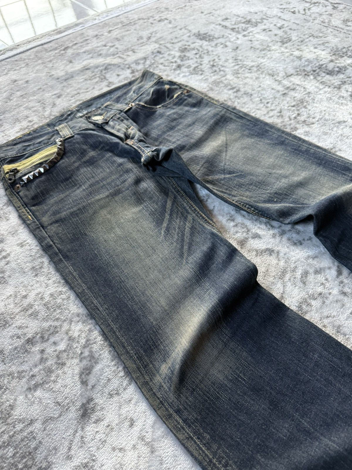 If Six Was Nine Edwin Japan 503 Studded Mud Wash Spiral Flared Jeans Size US 28 / EU 44 - 6 Thumbnail