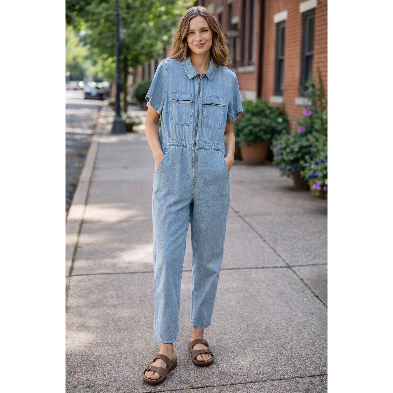 Topshop Topshop Short Sleeve Stone Boiler Jumpsuit - Sz 12 Size 34" / US 12 / IT 48 - 1 Thumbnail