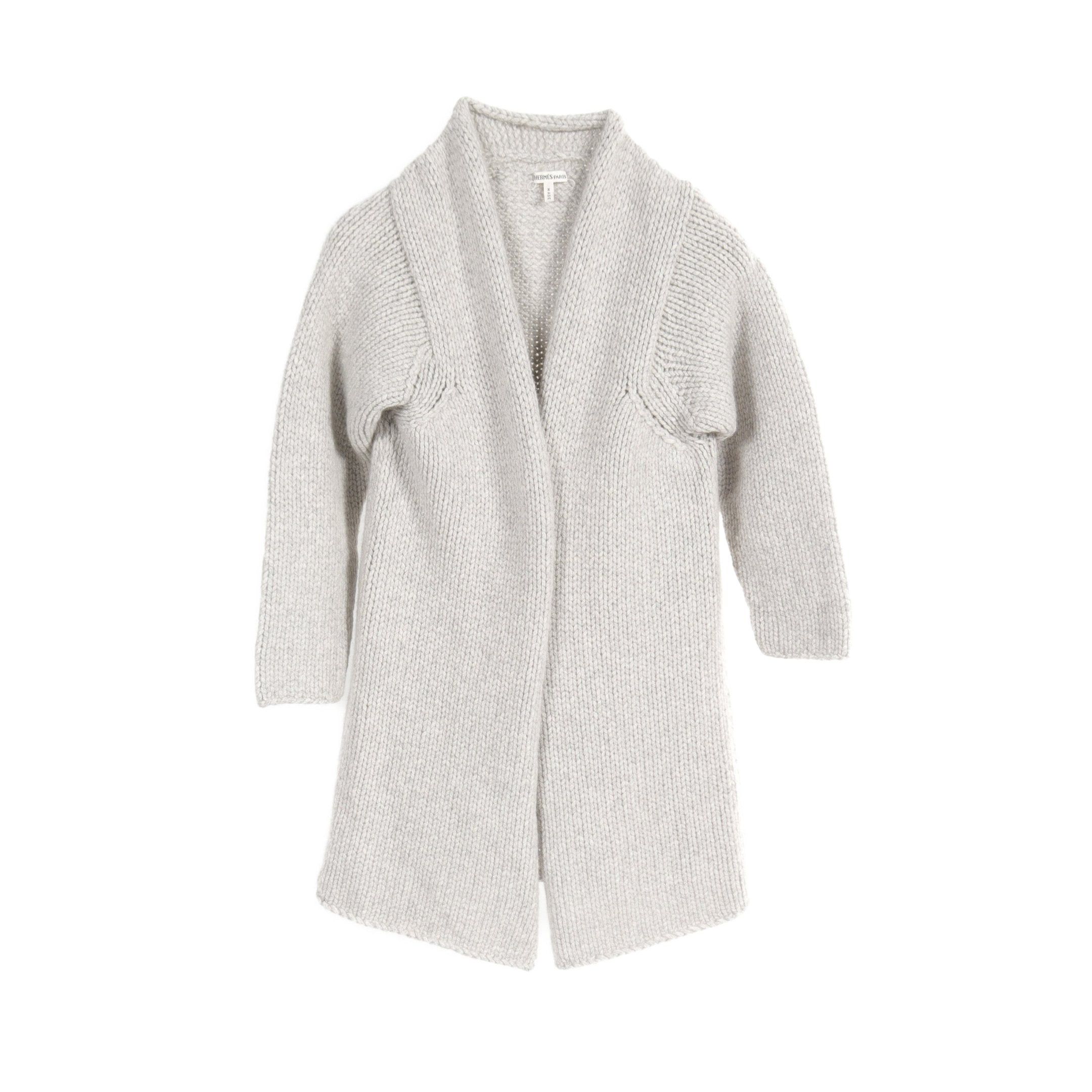 Hermes Hermes Cardigan Cashmere Light Gray Size ONE SIZE - 1 Thumbnail