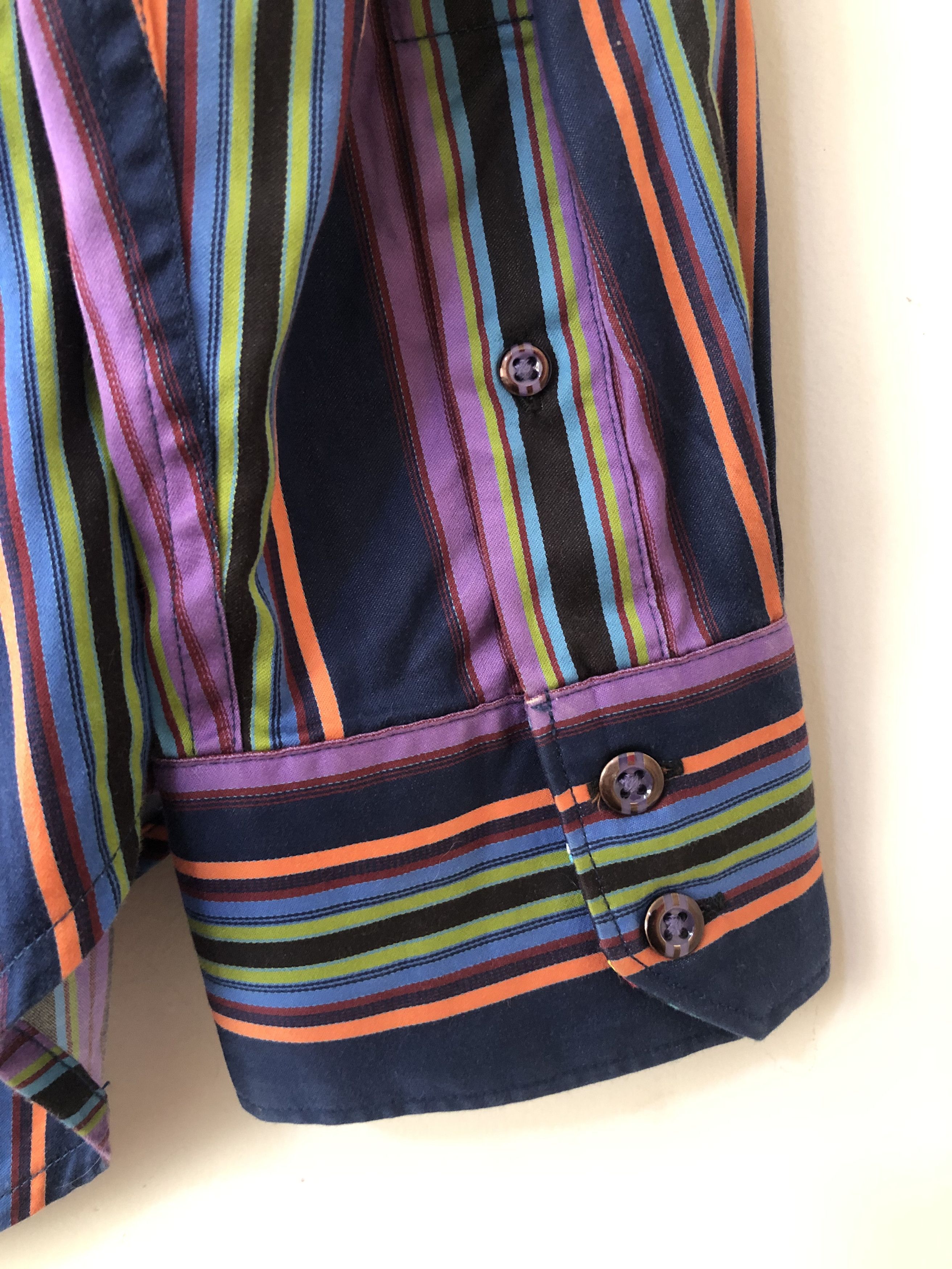 Robert Graham ROBERT GRAHAM Striped Long Sleeve Flip Cuff Men's Shirt Size US L / EU 52-54 / 3 - 9 Thumbnail