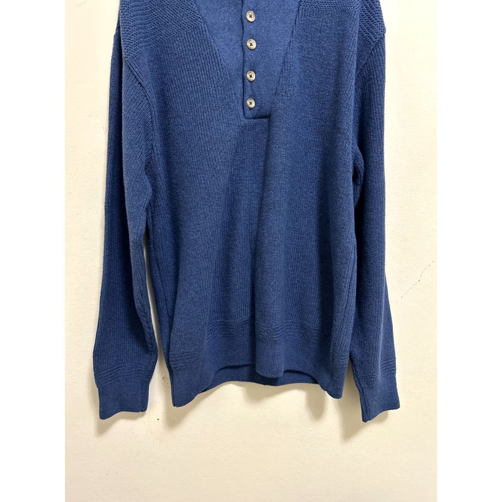 Vintage VINTAGE L.L. Bean Fishermen Sweater Mens L Blue Henley Crew Neck Knit Pullover Made in USA G718 Size US L / EU 52-54 / 3 - 3 Thumbnail