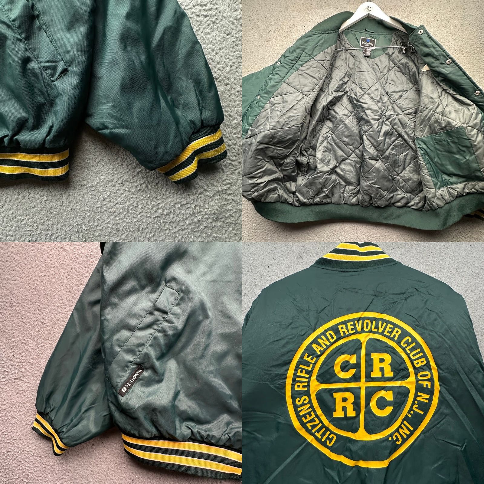 Holloway VINTAGE Citizens Rifle & Revolver Club New Jersey Holloway Varsity Bomber Quilt Lined Jacket XL Green Mens Size US XL / EU 56 / 4 - 8 Thumbnail