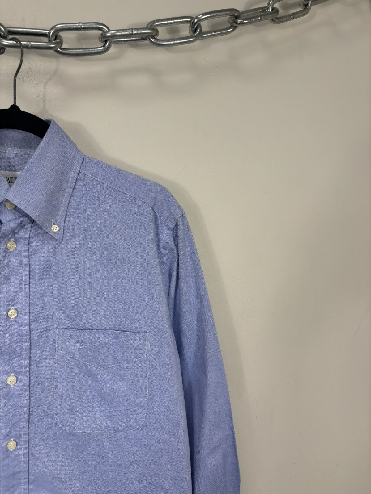 Balmain Vintage Balmain Men’s Light Blue Luxury Oxford Dress Shirt Size US M / EU 48-50 / 2 - 2 Thumbnail