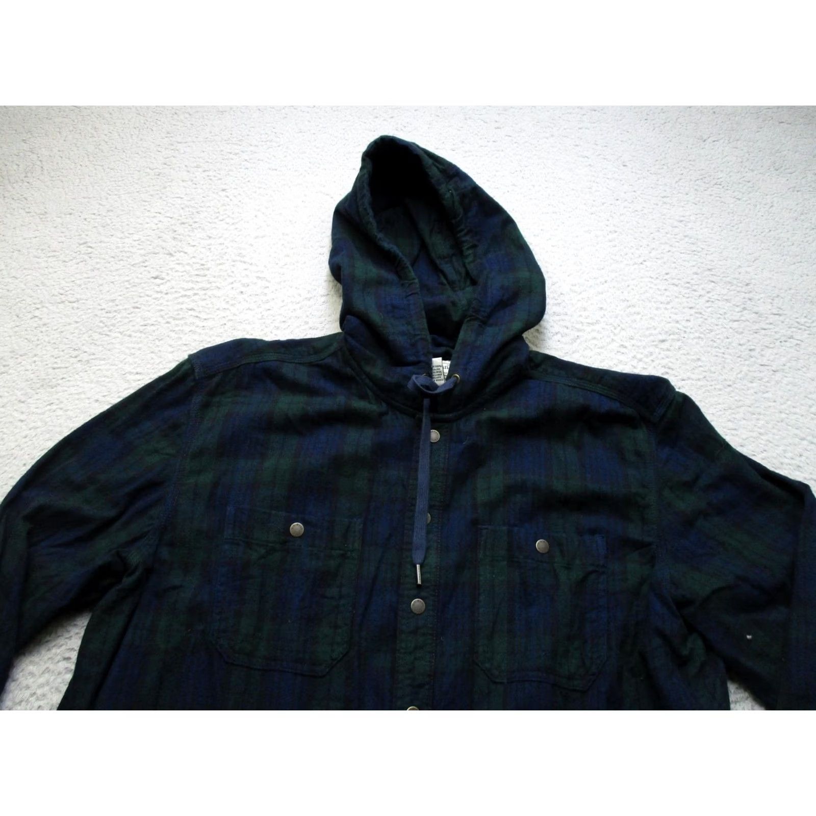 Vintage LL Bean Green Plaid Hooded Flannel Shirt Coat Jacket Mens XL Snap Size US XL / EU 56 / 4 - 2 Thumbnail