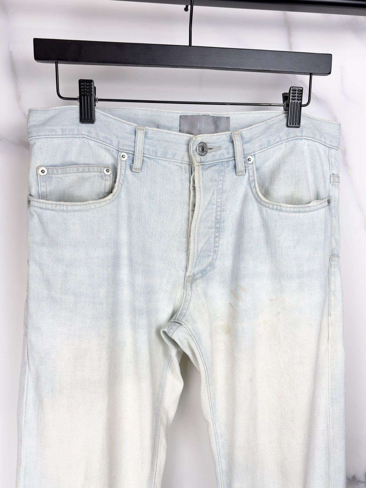 Dior SS08 Dior Homme Distressed Faded Dirty Blue Denim Jeans KVA Size US 28 / EU 44 - 3 Thumbnail