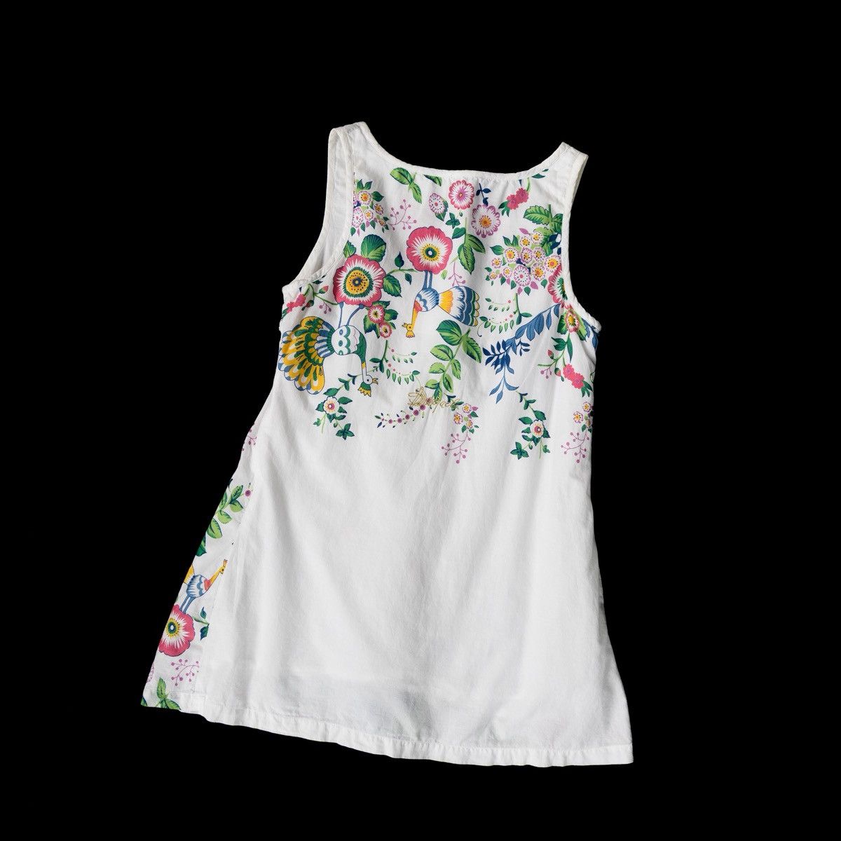 Desigual Desigual Wmns White Floral Tank Top Sleeveless Blouse Summer Size S / US 4 / IT 40 - 4 Thumbnail