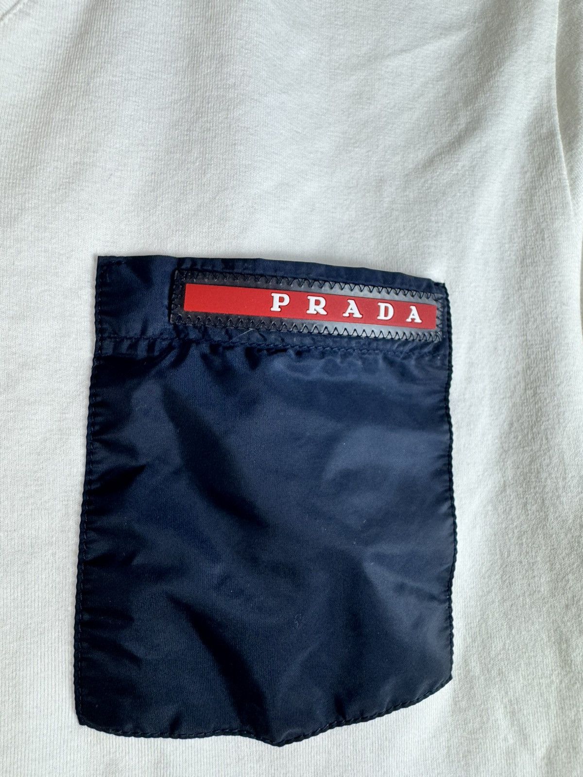 Prada Prada 2018 Nylon Pocket Red tab Logo T Shirt White Size US S / EU 44-46 / 1 - 4 Thumbnail