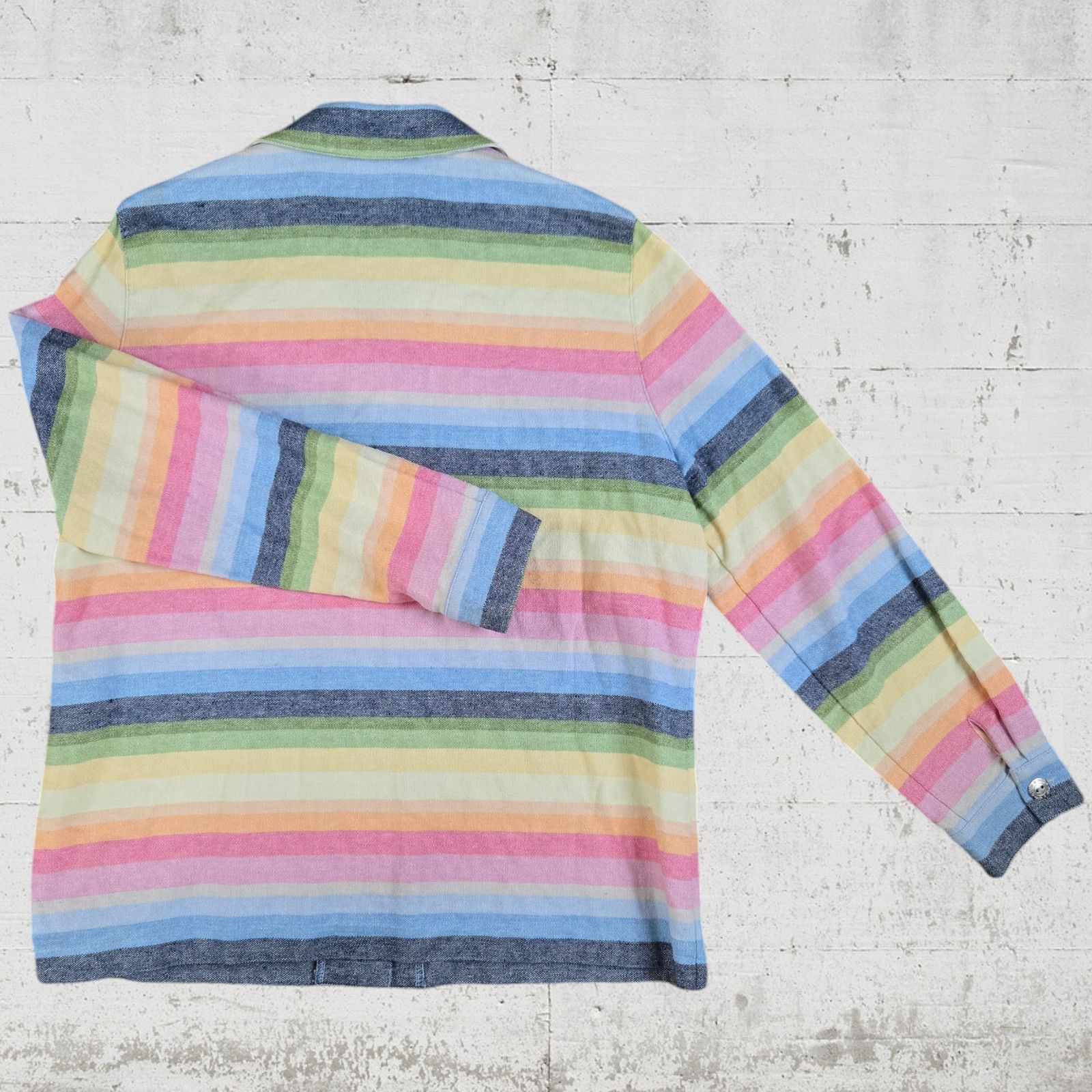 Other Y2K Pastel Rainbow Linen Blend Striped Jacket Size 14P Size XL / US 12-14 / IT 48-50 - 7 Thumbnail