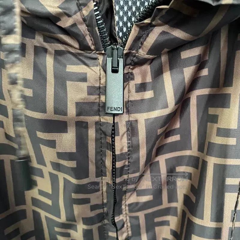 Fendi Brown XL Hooded Jacket with Monogram Pattern. Size US XL / EU 56 / 4 - 5 Thumbnail