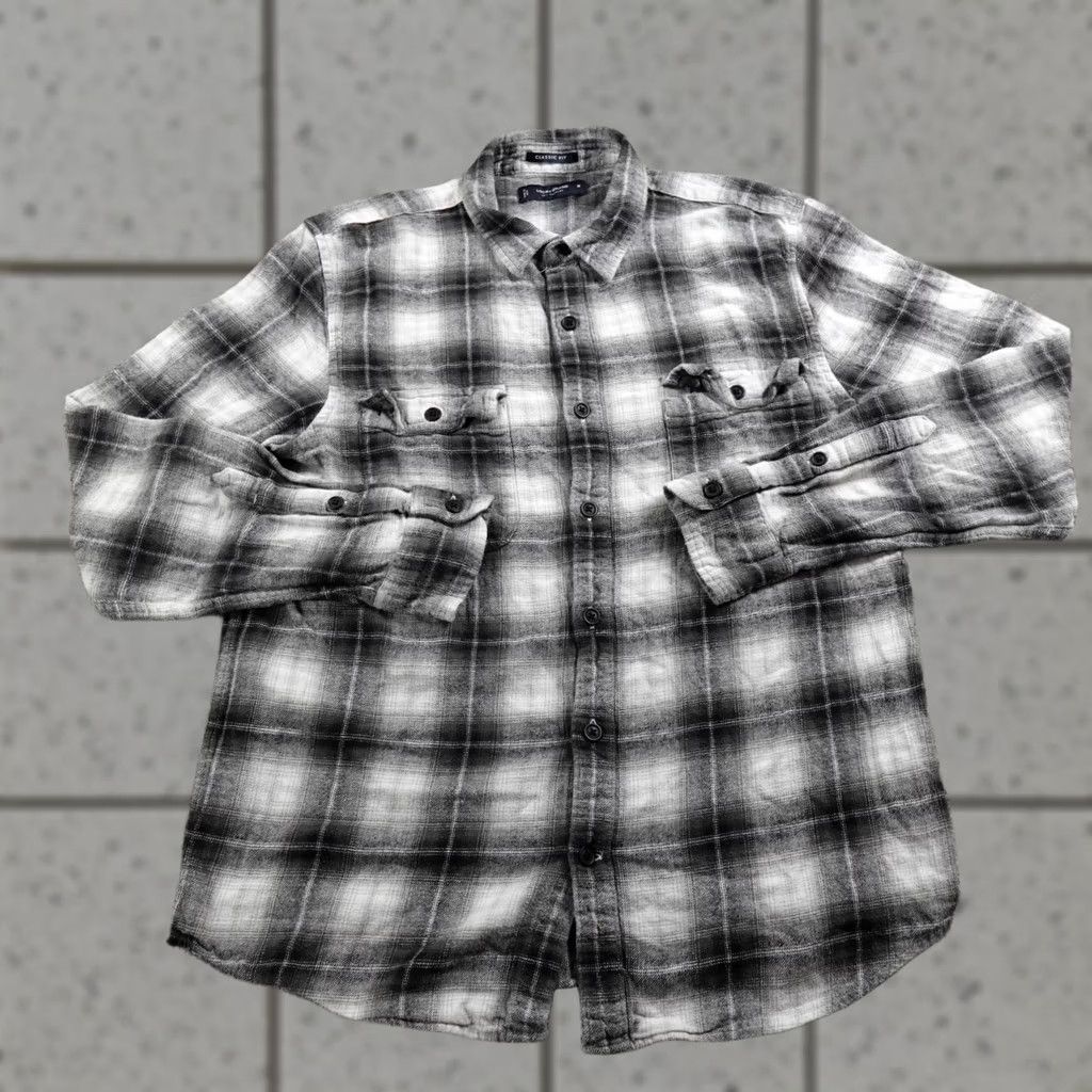 Lucky Brand Lucky Brand Shirt Mens M Gray Black Shadow Plaid Flannel Long Sleeve Button Up Size US M / EU 48-50 / 2 - 1 Thumbnail