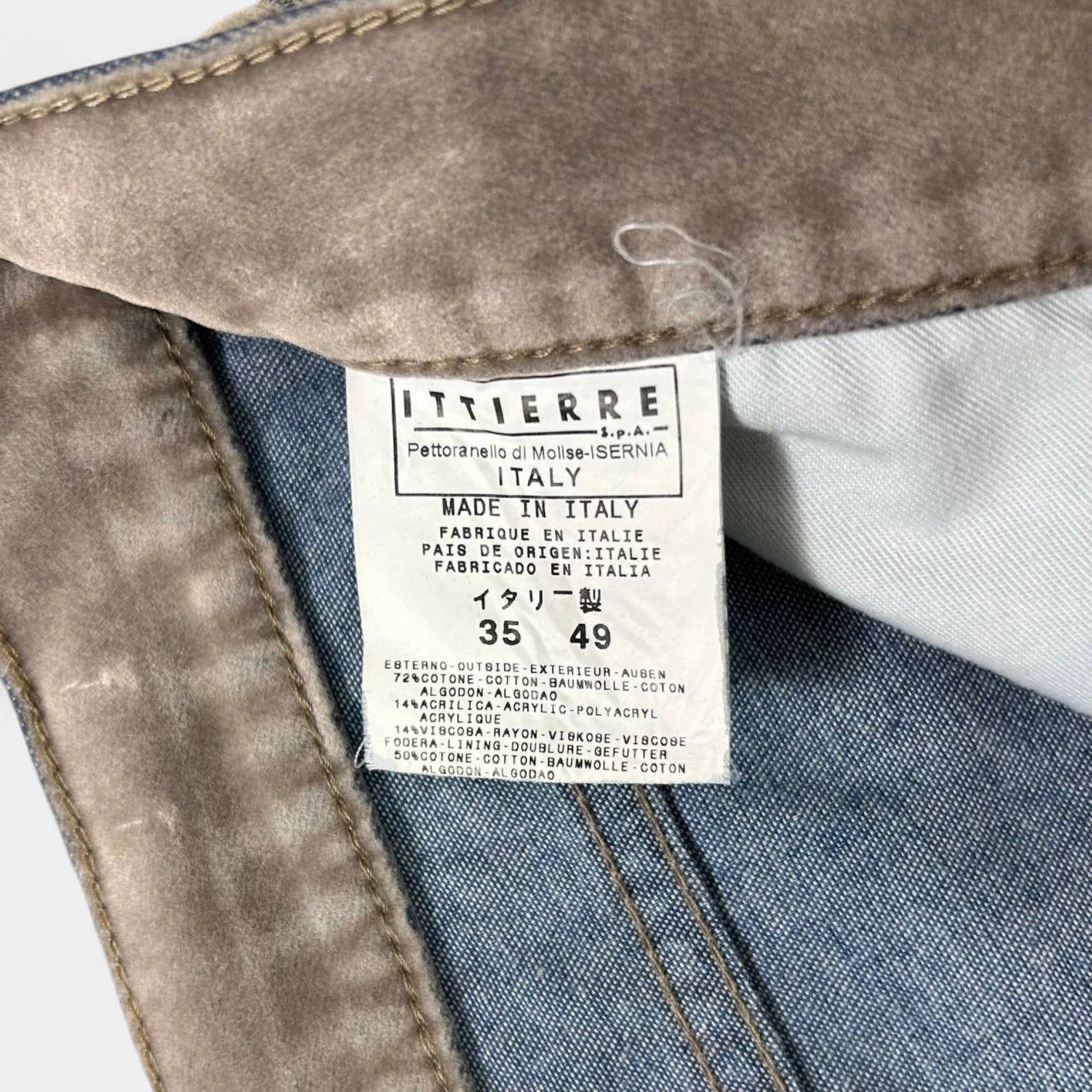 Just Cavalli Just Cavalli Suede Beige and Blue Straight Leg Pants Size US 35 - 8 Thumbnail