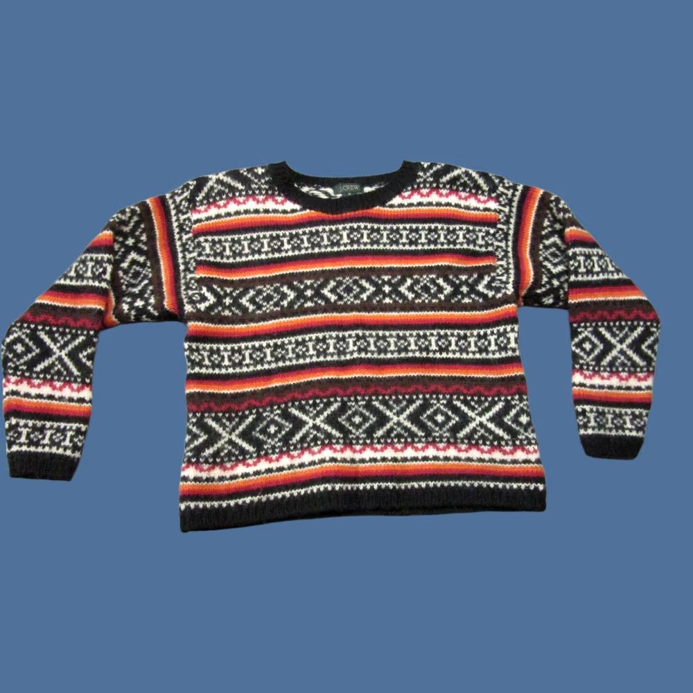 J.Crew J.CREW Sweater Womens Medium Multicolor Fair Isle Nordic Wool Cropped Size M / US 6-8 / IT 42-44 - 1 Thumbnail