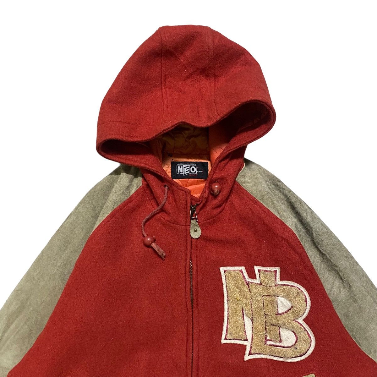 Japanese Brand Vintage NEO BLOOD TOKYO Varsity Hooded Suede Leather Jacket Size US L / EU 52-54 / 3 - 3 Thumbnail