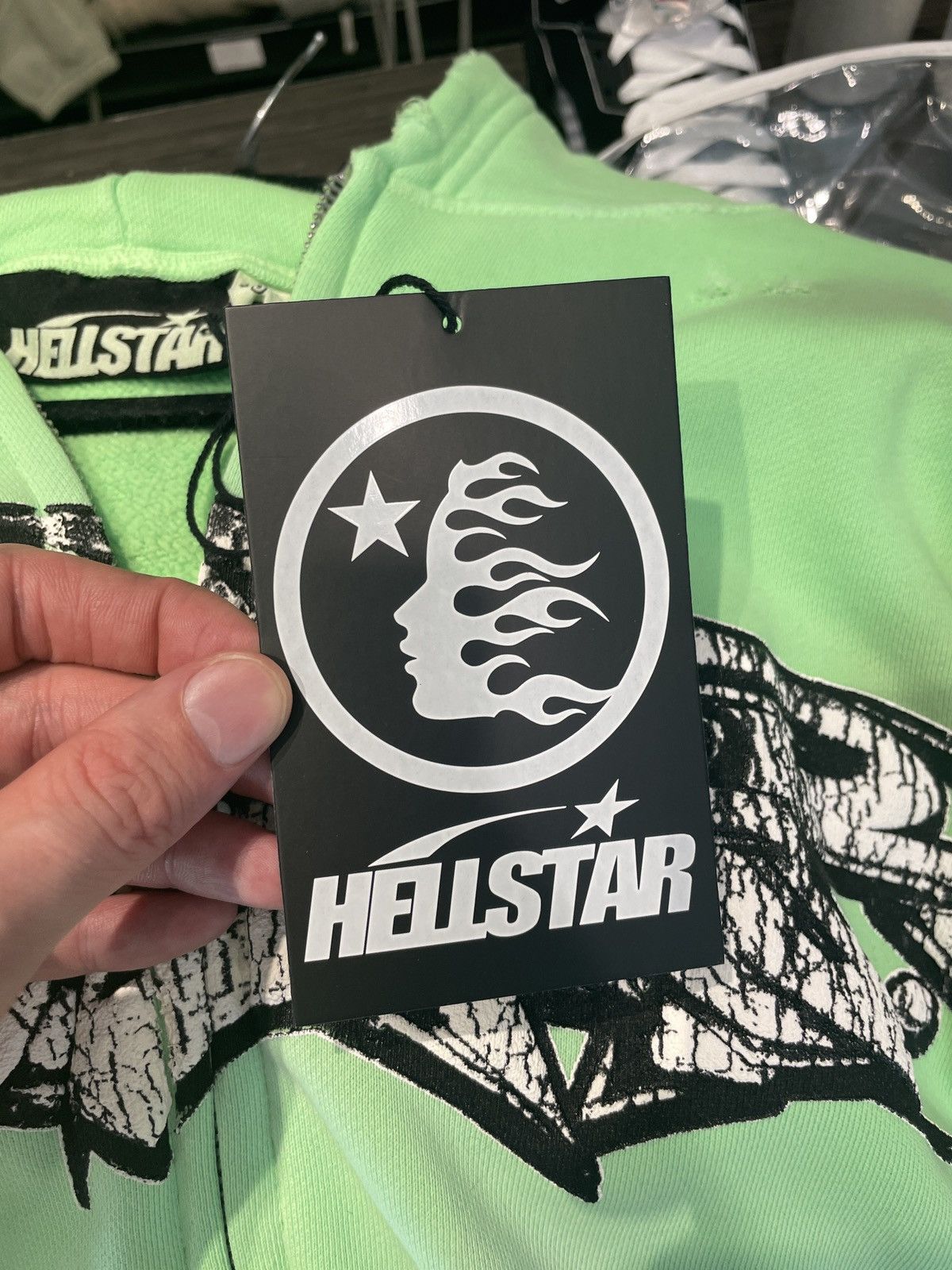 Hellstar FW24 Graffiti Zip Up Hoodie Lime Green