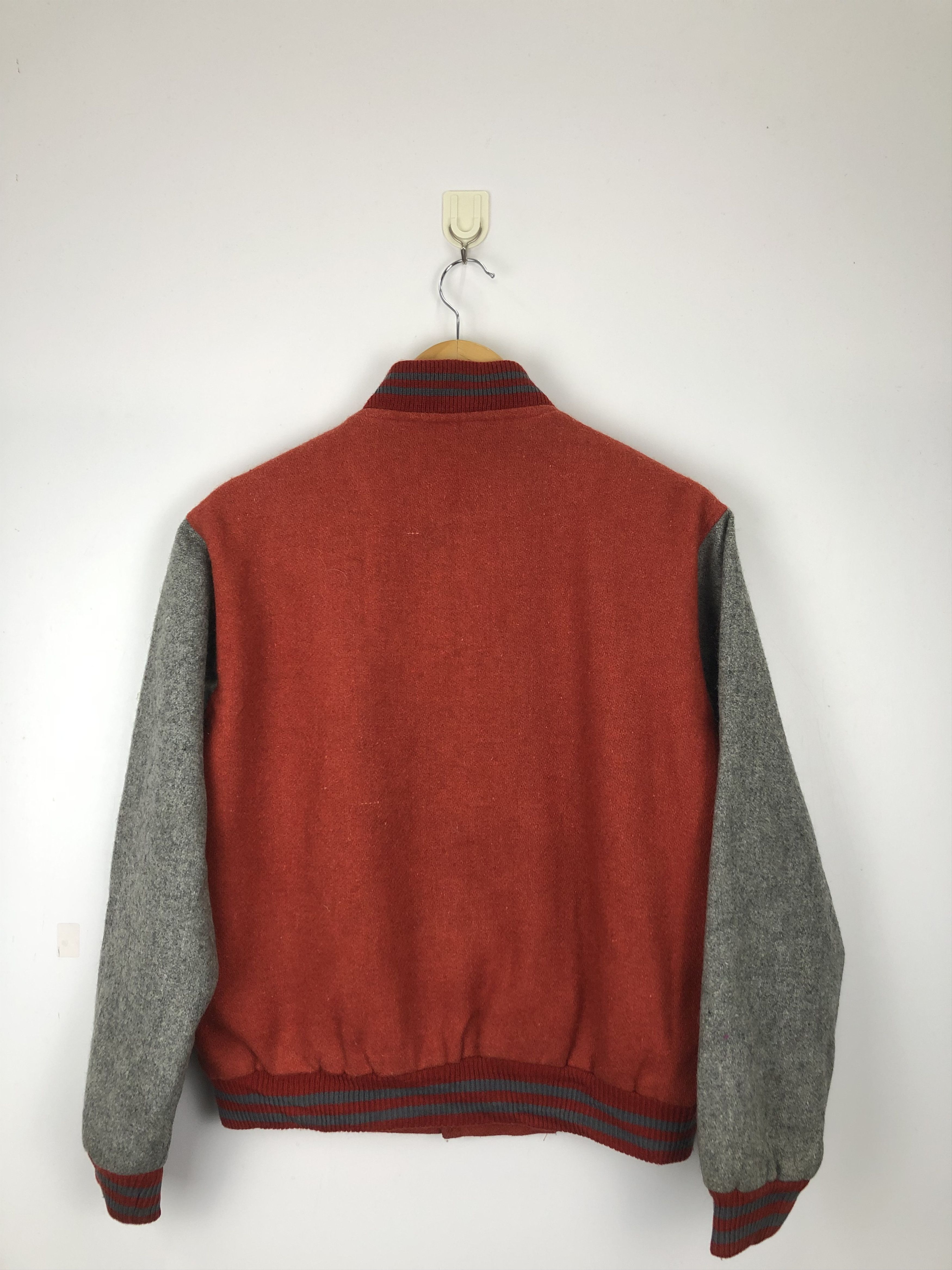 Japanese Brand Vintage 90s Japanese Brand Wool Varsity Jacket Red V0406 Size US M / EU 48-50 / 2 - 3 Thumbnail