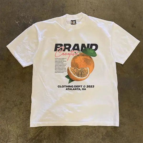 VIBE White washed retro orange print t-shirt Size US M / EU 48-50 / 2 - 3 Thumbnail