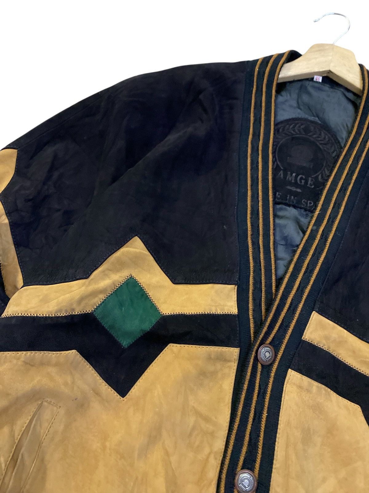 Genuine Leather × Vintage Rare Vintage AMGE Leather Jacket Cardigan Size US L / EU 52-54 / 3 - 4 Thumbnail