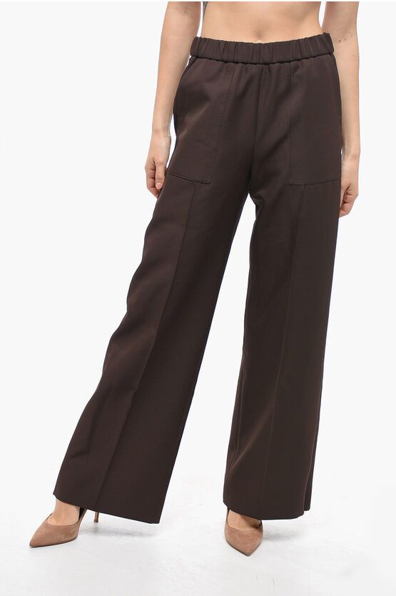 image of Jil Sander Straight Fit Pants With Elastic Waist in Brown, Women's (Size 28)