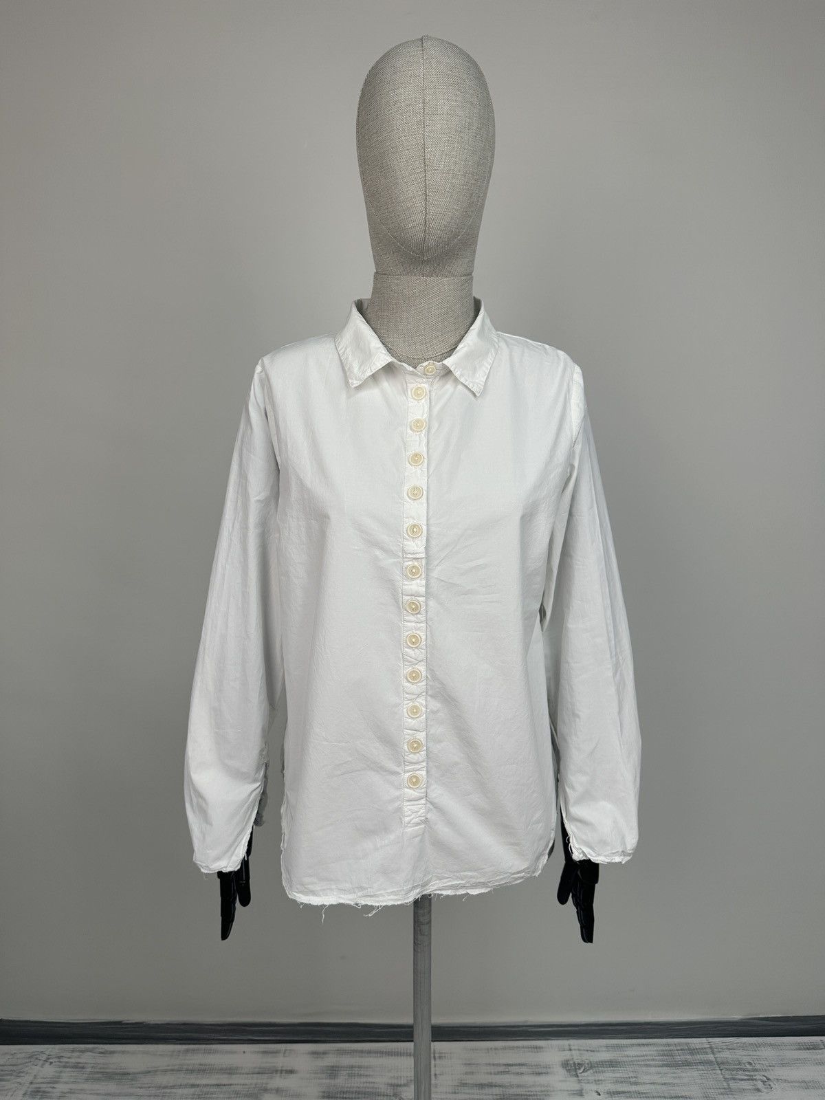 Other Ewa i Walla Avant Garde Raw Hem White Cotton Shirt Blouse Size S / US 4 / IT 40 - 1 Thumbnail