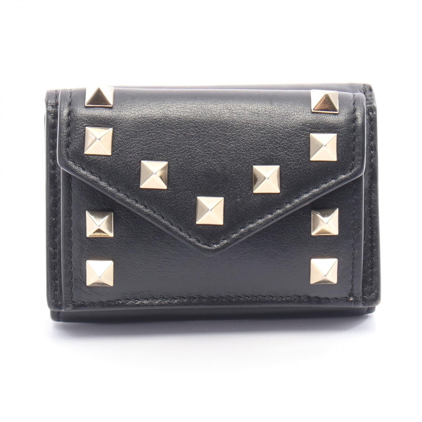 Valentino Valentino Valentino Garavani Rockstud Leather Trifold Wallet Leather Short Wallet DUTY FREE for USA Size ONE SIZE - 1 Thumbnail