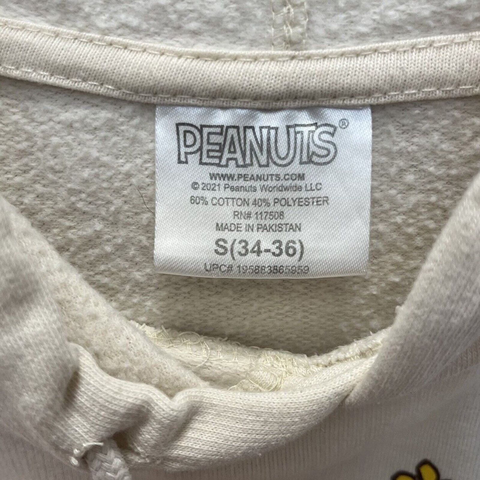 Peanuts Peanuts | Snoopy & Woodstock Beige Hoodie Graphic Sweatshirt Size US S / EU 44-46 / 1 - 4 Thumbnail