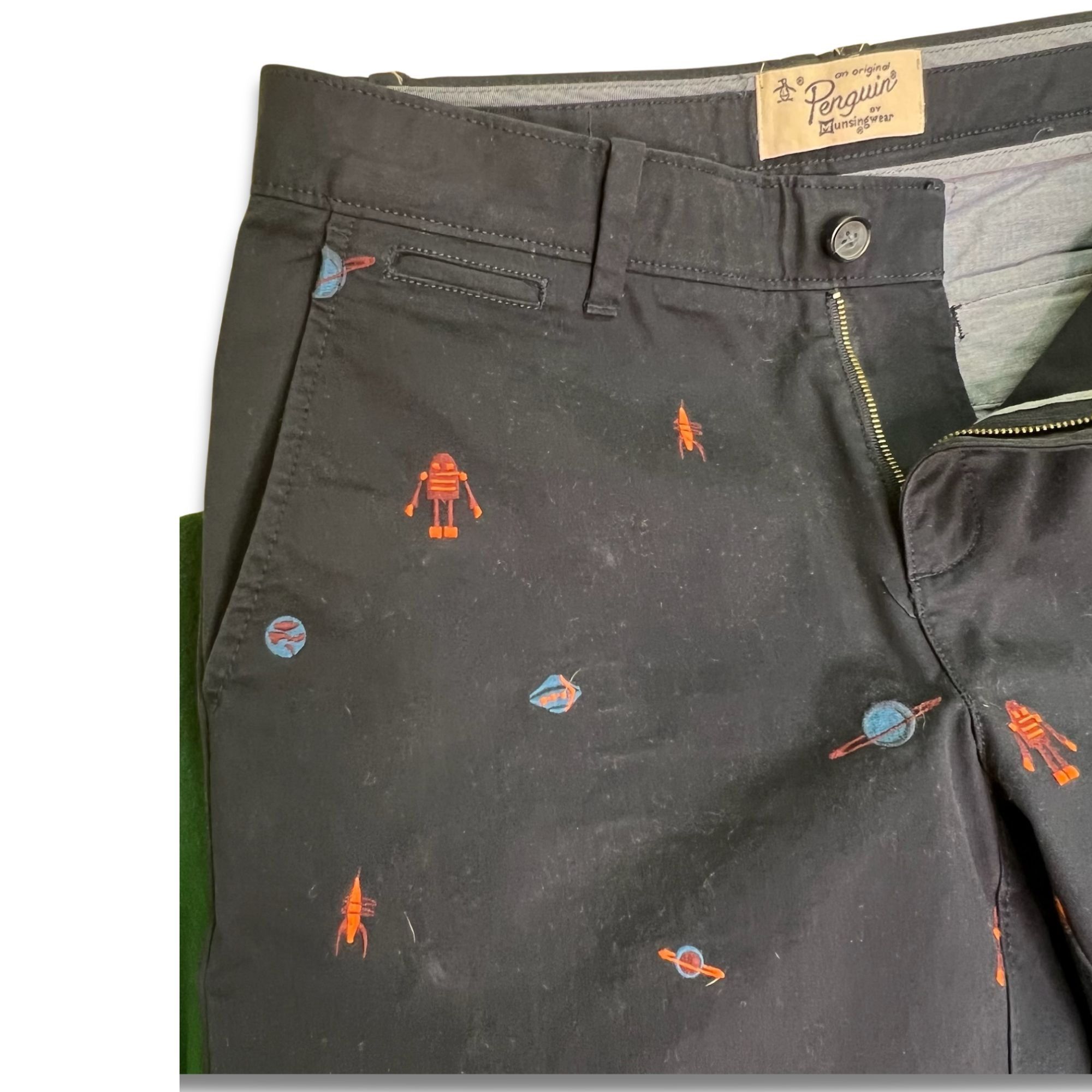 Other Penguin By Munsingwear Navy Blue Embroidered Space Pants Siz Size 30" / US 8 / IT 44 - 6 Thumbnail