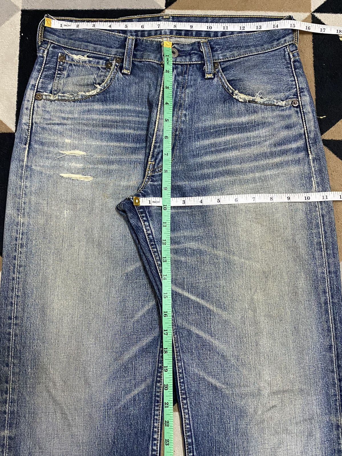 Levi's Vintage Clothing Vintage Levis 503 Blue Wash Trash Distressed Jeans Size US 30 / EU 46 - 22 Thumbnail