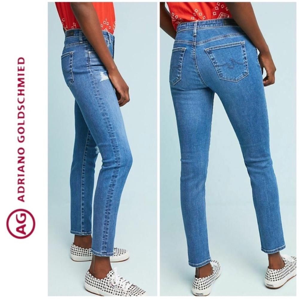 Designer AG Adriano Goldschmied Stevie Ankle Slim Straight Jeans 25 Size 25" / US 0 / IT 36 - 1 Thumbnail