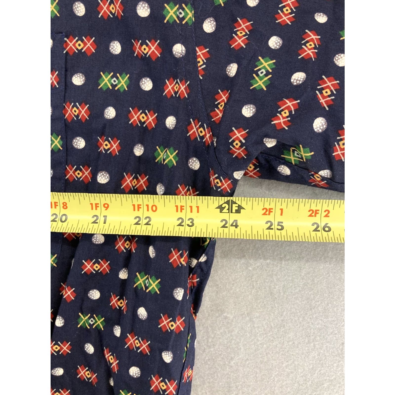 Chaps Chaps Ralph Lauren Button Down Mens L Dark Blue Short Sleeve Golf Print Shirt Size US 33 - 3 Thumbnail