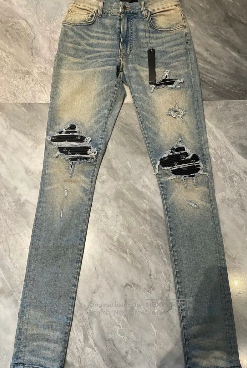 Amiri Amiri Size 30 Yellow clay cashew flowers paired with blue j Size US 30 / EU 46 - 1 Thumbnail