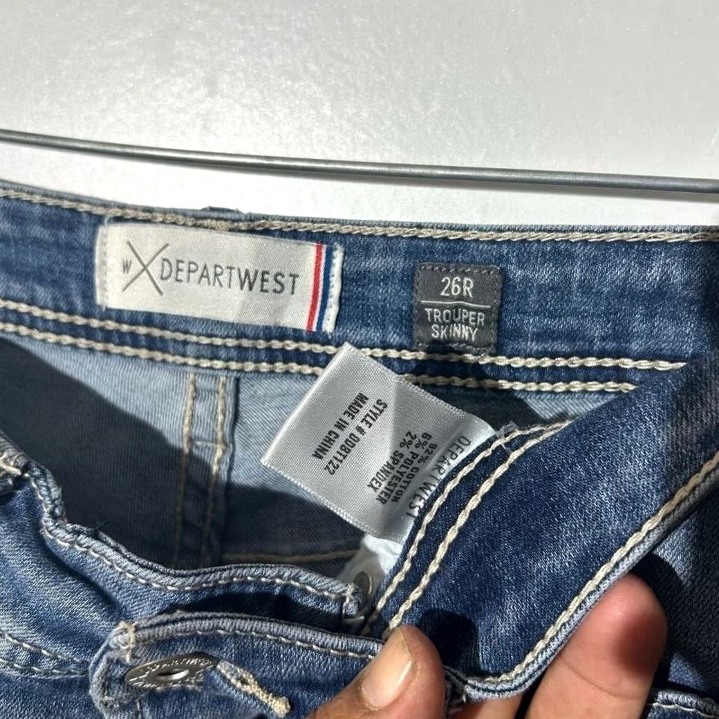 Vintage Departwest Trouper Skinny Jeans Mens 26R Blue Medium Wash Denim Jeans Slim Fit 5-Pocket Size US 26 / EU 42 - 2 Thumbnail