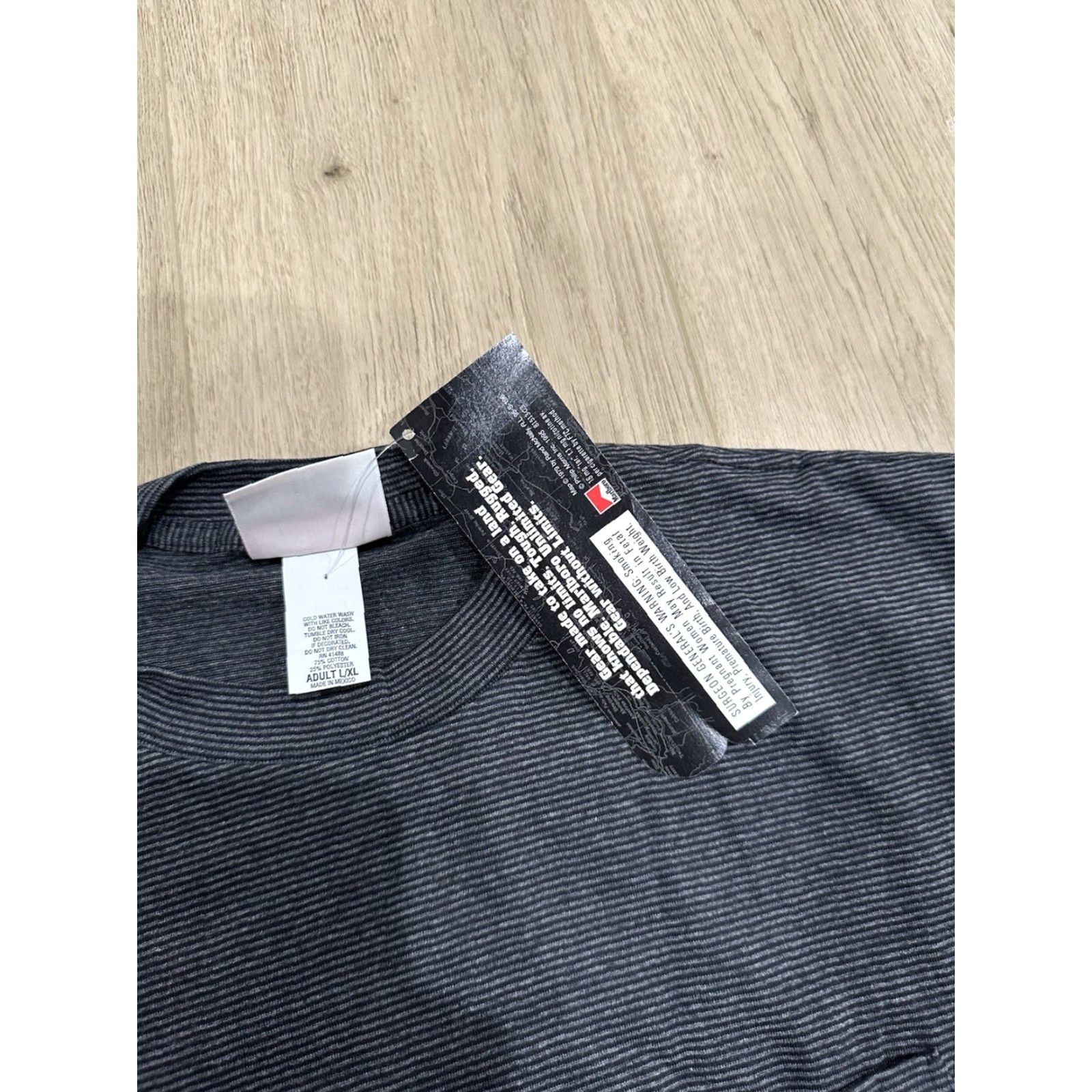 Marlboro VINTAGE Marlboro T-Shirt Striped Pocket Black Grey 2XL Adult USA CreW Neck Short Sleeve Mens Womens Unisex 90s 80s Classic USA Marlboro Shirt Size US XXL / EU 58 / 5 - 7 Thumbnail