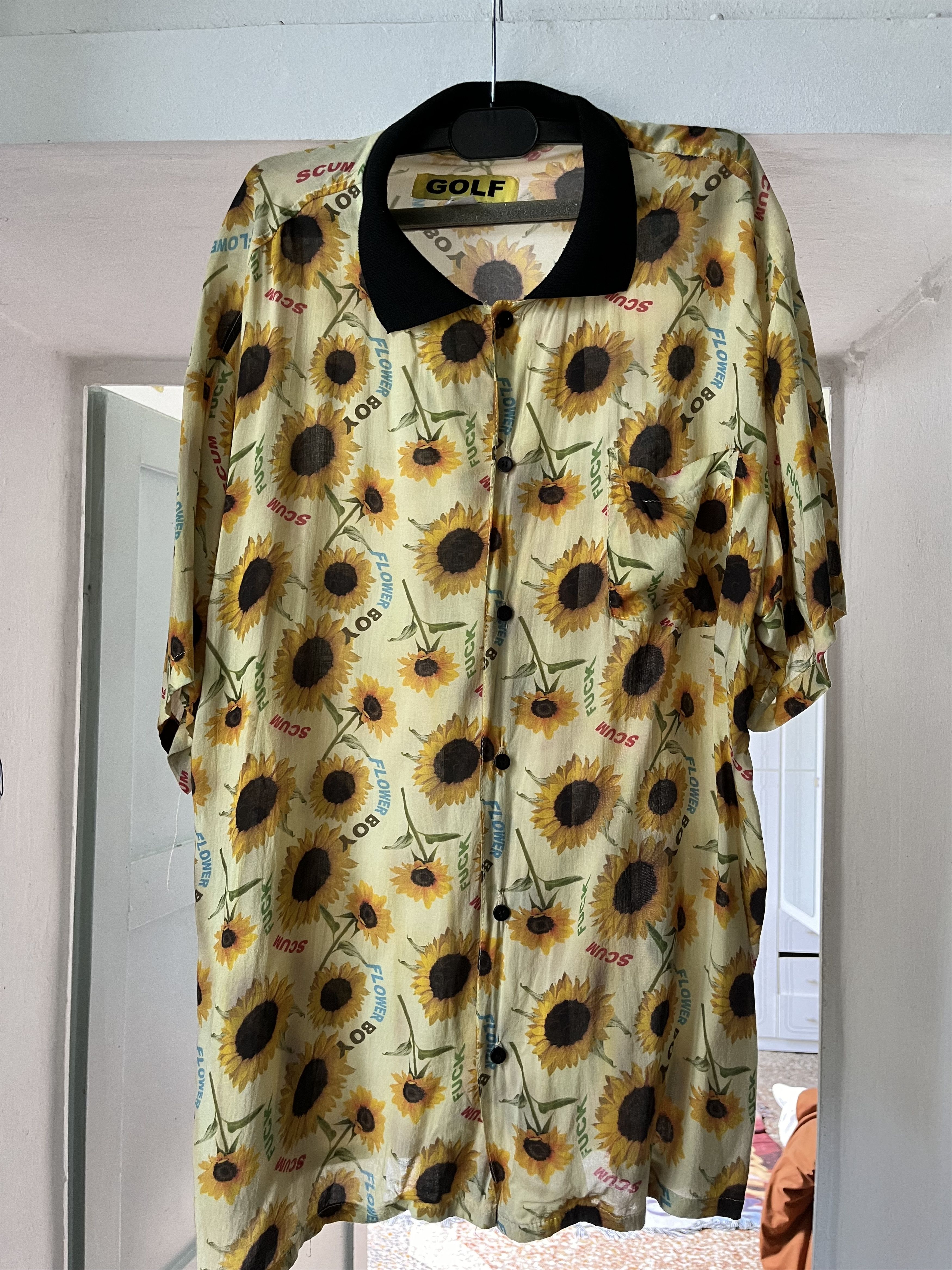 Flower Boy Sunflower Shirt Wang メンズウェア Golf