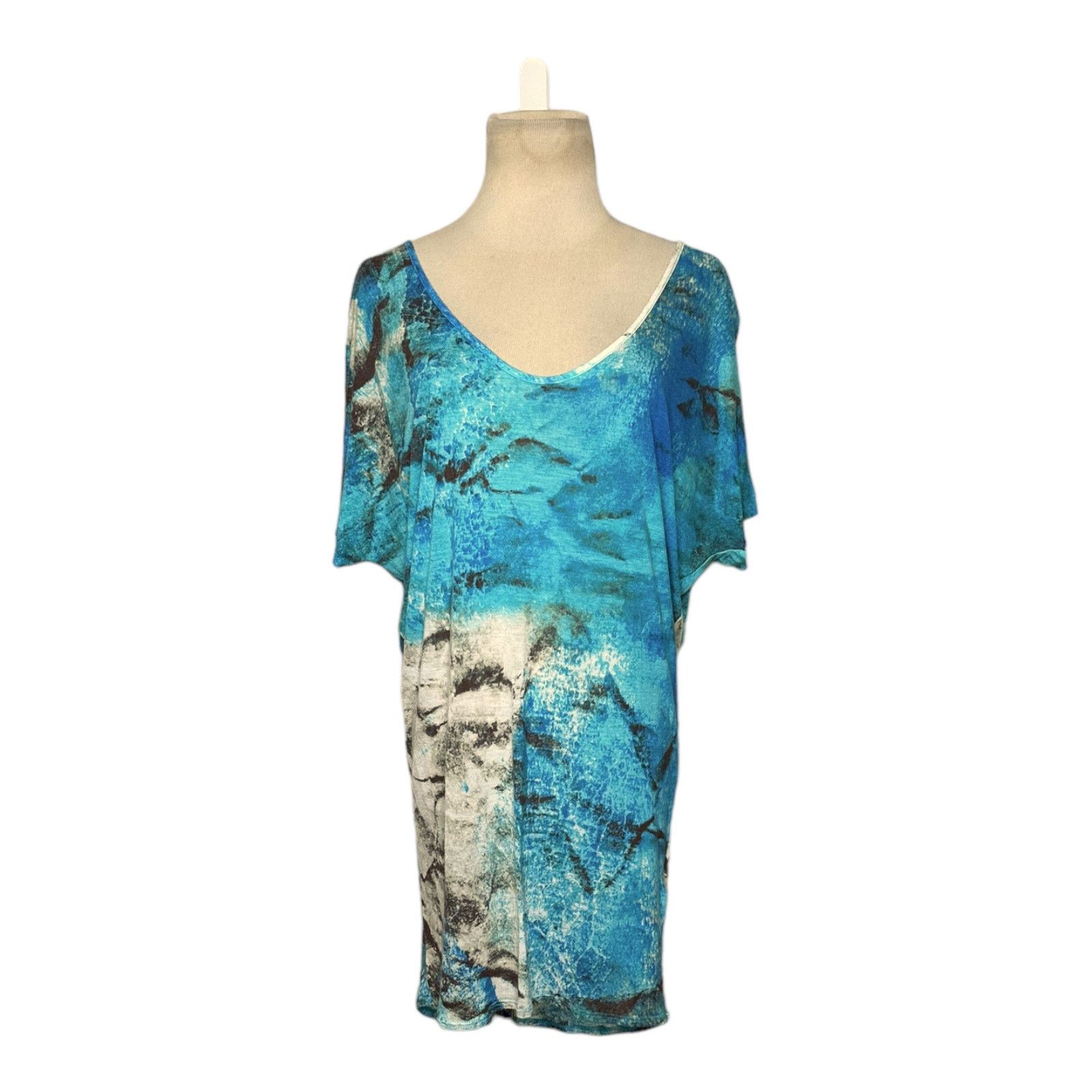 Anthropologie ETT TWA blue splatter short sleeves tunic top size XS Size XS / US 0-2 / IT 36-38 - 12 Thumbnail
