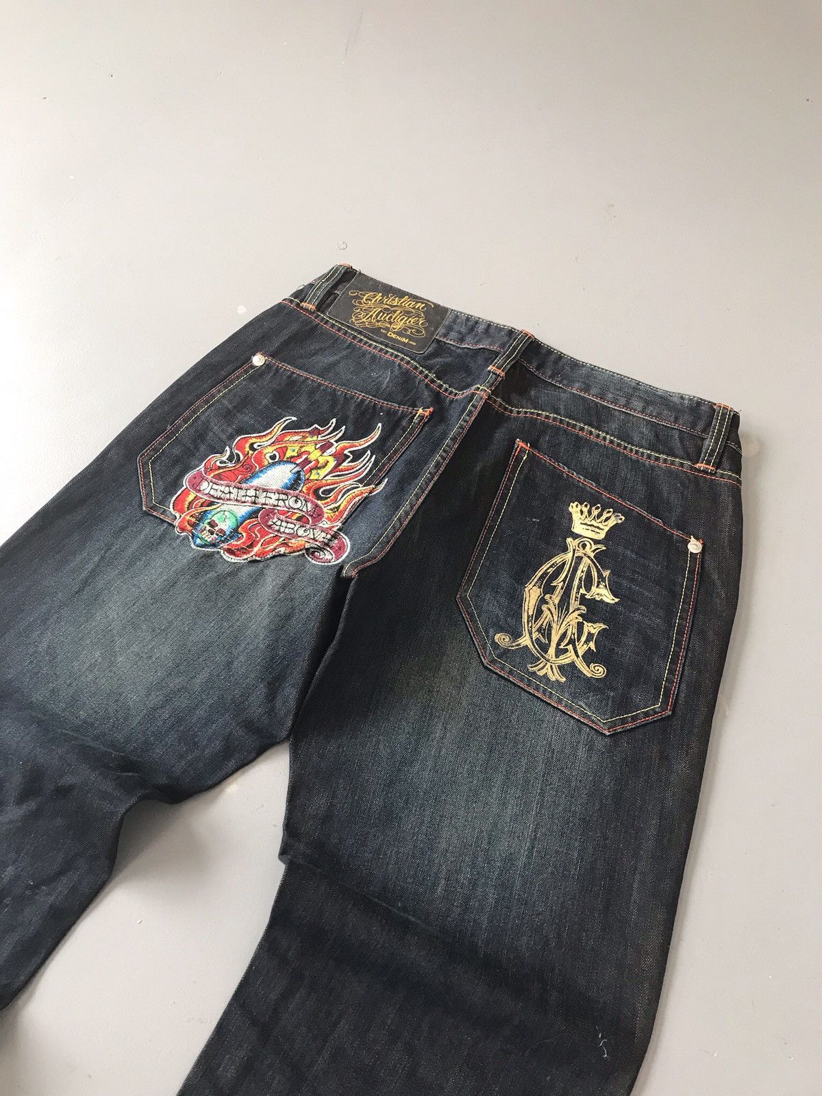 Christian Audigier × Ed Hardy Vintage Christian Audigier embroidered denim Size US 36 / EU 52 - 4 Thumbnail