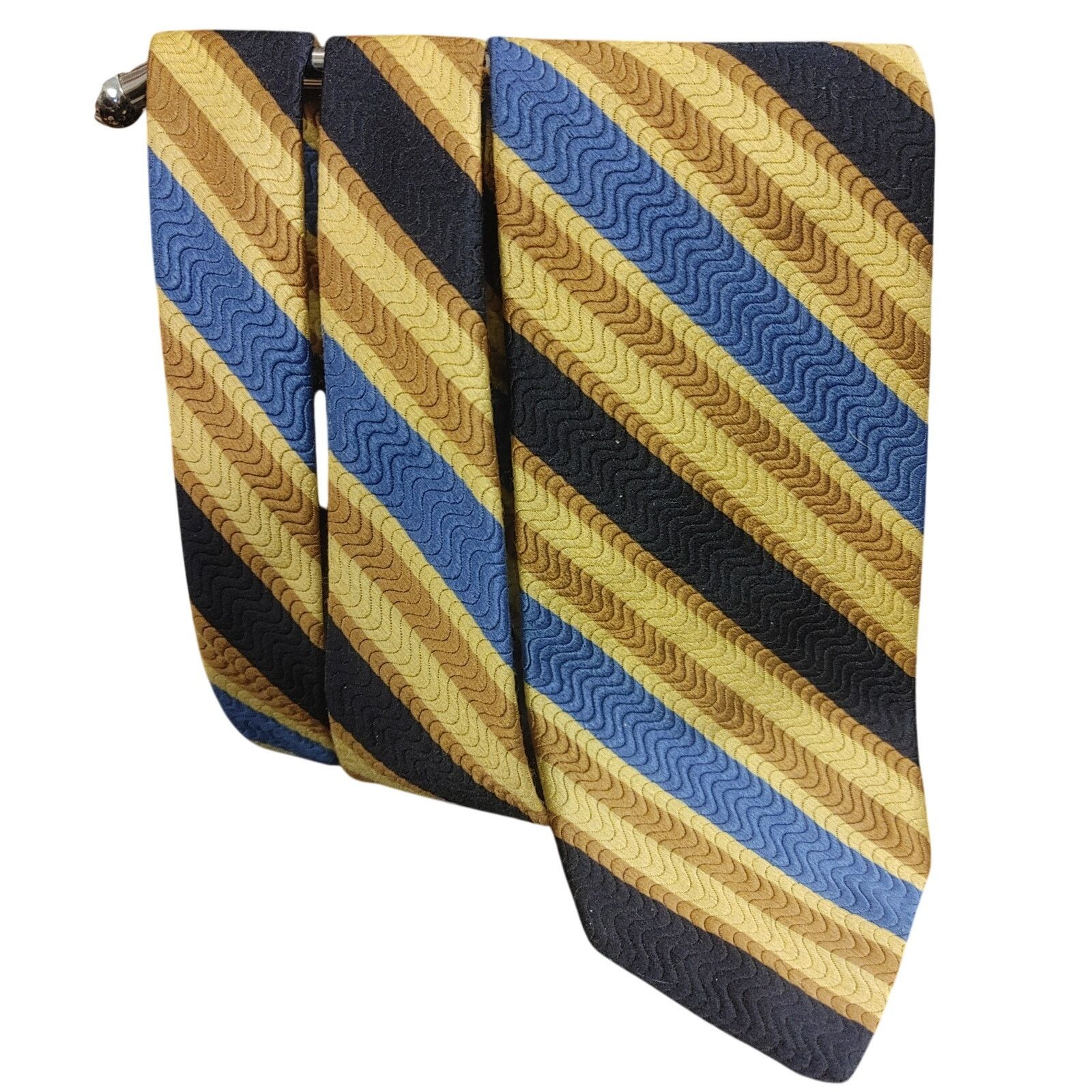 Other VTG Brittania Darcron Polyester Blue/Gold/Yellow Stripe Tie Size ONE SIZE - 1 Thumbnail