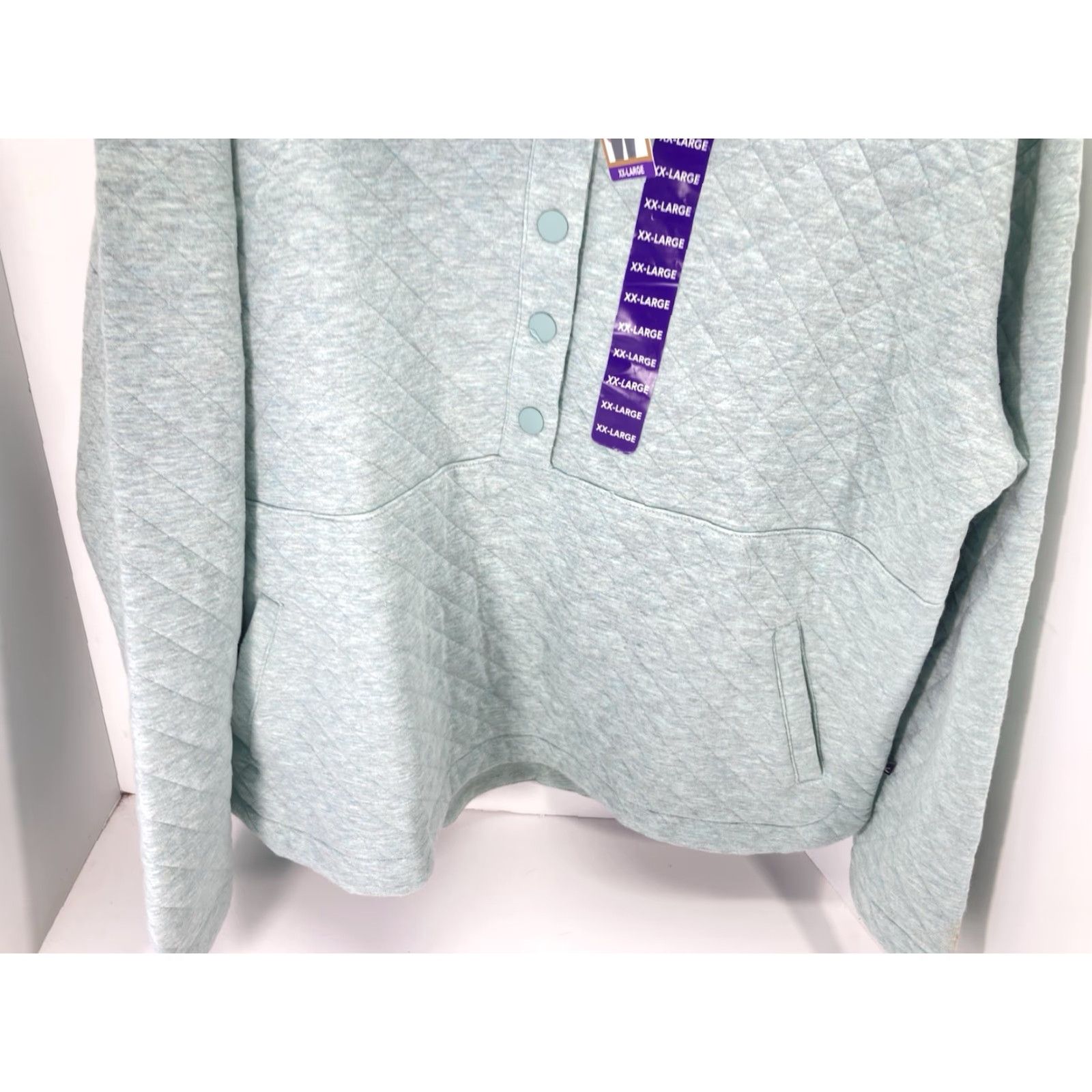 Eddie Bauer Eddie Bauer Quilted Sweater Women 2XL Green Long Sleeve Pullover Cotton Blend Mock Neck Quilted Solid Size XXL / US 16-18 / IT 52-54 - 3 Thumbnail