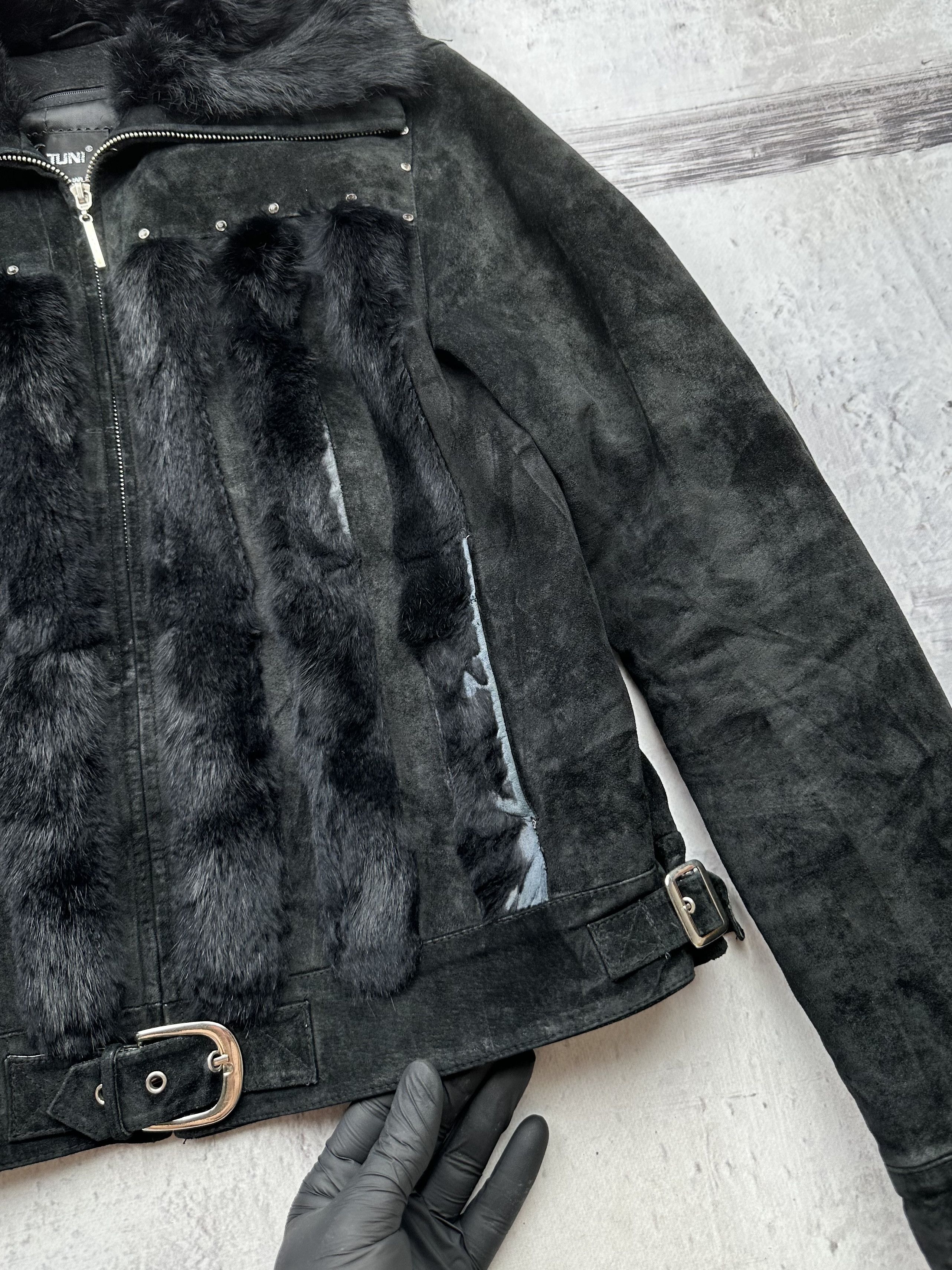 Vintage Vintage Real Fur and Suede Leather Jacket With Belt A71D15 Size M / US 6-8 / IT 42-44 - 4 Thumbnail