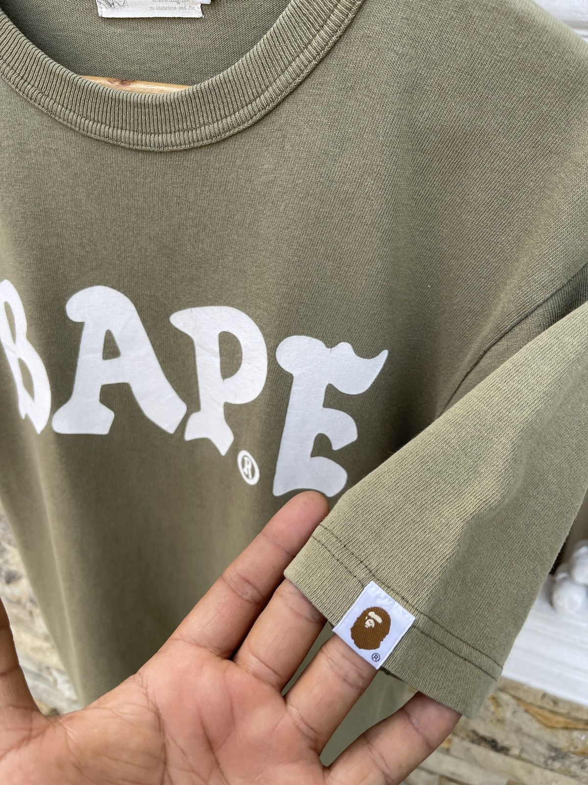 Bape Rare🔥Vintage Spellout Bape Army Green T-Shirt Size US S / EU 44-46 / 1 - 4 Thumbnail